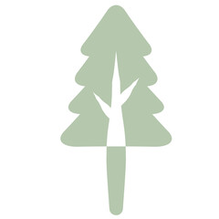 Flat Tree Green Environment Nature Monotone Collection Set