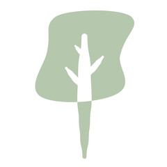 Flat Tree Green Environment Nature Monotone Collection Set