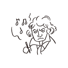 ベートーヴェンのゆるい手描きイラスト