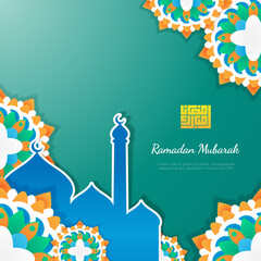 Decorative ramadan mubarak social media greeting