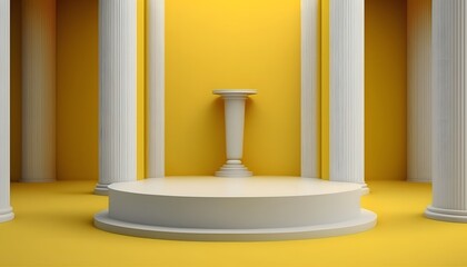 empty room with white pedestal created using AI Generative Technology