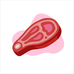 Raw meat illustration vector wagyu steak beef.