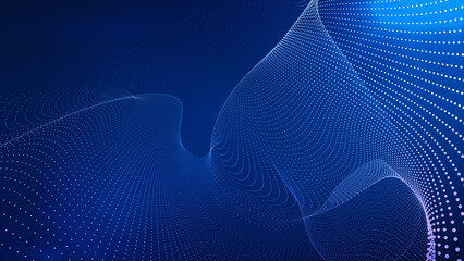 Abstract wave technology particle of technology background with blue light.