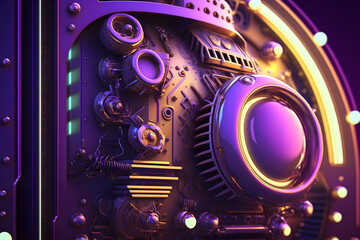 Fototapeta na wymiar Colorful steampunk technology background. Generative AI