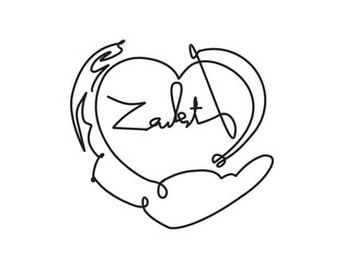 Charity linear icon. Donation. Islamic zakat. Helping hands. Thin line illustration. Alms-giving. Contour symbol. Vector isolated outline drawing. Editable stroke