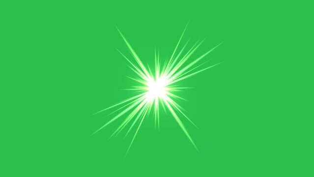 Twinkling star on green screen background motion graphic effect.