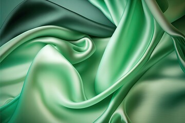 Light green silk satin abstract background (AI generated)