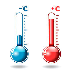 Thermometer Cold and warm weather icons
