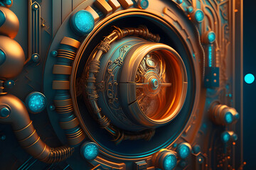 Obraz premium Abstract steampunk technology background. Generative AI