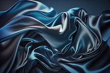 Dark blue silk satin abstract background (AI generated)
