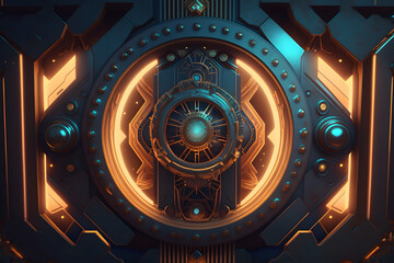 Fototapeta premium Abstract steampunk technology background. Generative AI