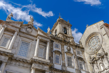 Fototapeta na wymiar Porto, Portugal Monument Church of St Francis. Facade of 14th century Gothic Franciscan Igreja Monumento de Sao Francisco.