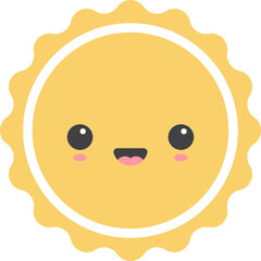 Cartoon sun icon with facial expression 