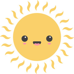 Cartoon sun icon with facial expression 