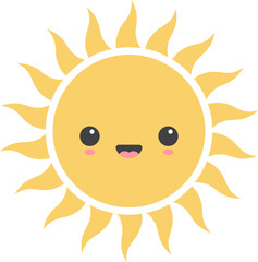 Cartoon sun icon with facial expression 