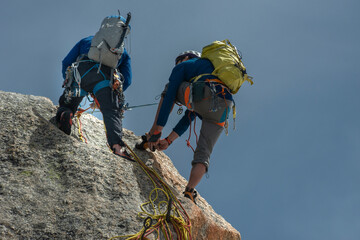 Climbers at Aiguille du Midi, Mont Blanc France
