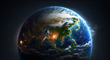  panoramic view of earth in space , earth day ,celebrating concept -ai generative