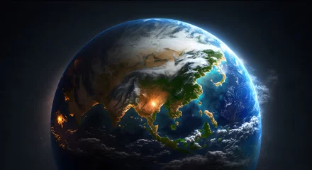 Photo sur Plexiglas Pleine Lune arbre  panoramic view of earth in space , earth day ,celebrating concept -ai generative