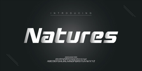Natures digital modern alphabet new font. Creative abstract urban, futuristic, fashion, sport, minimal technology typography. Simple vector illustration with number