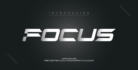 Focus digital modern alphabet new font. Creative abstract urban, futuristic, fashion, sport, minimal technology typography. Simple vector illustration with number