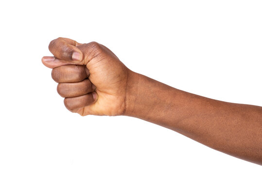 Male hand showing a fig sign isolated on a white or transparent background