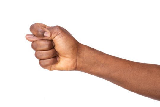 Male hand showing a fig sign isolated on a white or transparent background