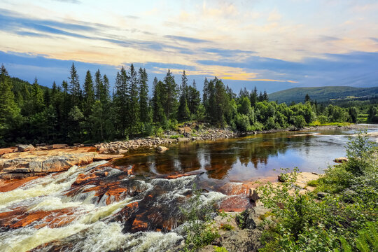 Stream at the river Glomma, Norway