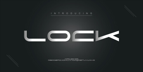 Lock digital modern alphabet new font. Creative abstract urban, futuristic, fashion, sport, minimal technology typography. Simple vector illustration with number