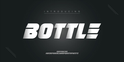 Fototapeta na wymiar Bottle digital modern alphabet new font. Creative abstract urban, futuristic, fashion, sport, minimal technology typography. Simple vector illustration with number