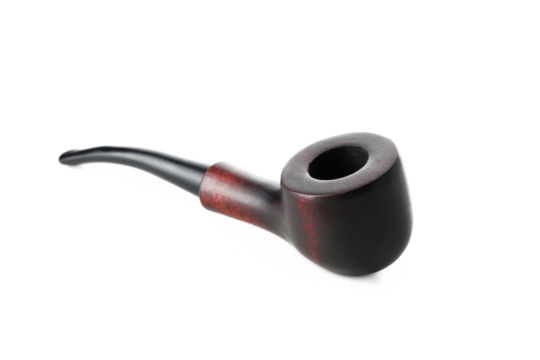 Smoking pipe isolated on white background, close up