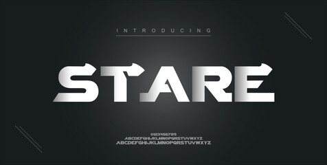 Stare digital modern alphabet new font. Creative abstract urban, futuristic, fashion, sport, minimal technology typography. Simple vector illustration with number