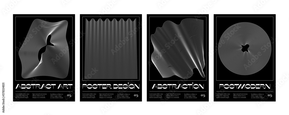 Aufkleber minimal geometric poster set. modern design with simple line transition forms in swiss bauhaus style