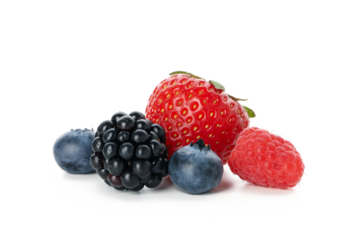 Group of fresh berries isolated on white background