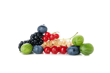 Group of fresh berries isolated on white background