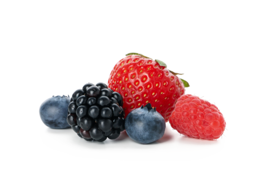 Group of fresh berries isolated on white background