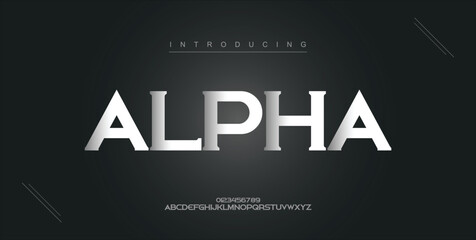 Alpha digital modern alphabet new font. Creative abstract urban, futuristic, fashion, sport, minimal technology typography. Simple vector illustration with number