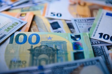 Background of the different euro banknotes