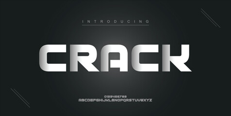 Crack digital modern alphabet new font. Creative abstract urban, futuristic, fashion, sport, minimal technology typography. Simple vector illustration with number