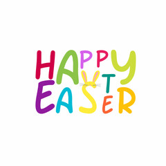 Happy Easter colorful words for illustrate invitation and postcards. Colorfull lettering