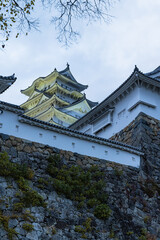 日本　兵庫県姫路市のライトアップされた姫路城の天守閣