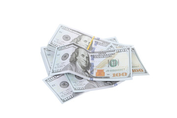Dollar money isolated on white background, close up