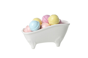 Concept of bathroom accessories, isolated on white background