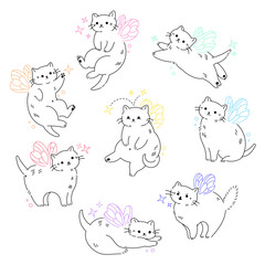 Collection of handdrawn cute cats