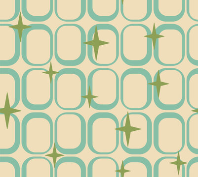 Fototapeta Retro Vector Abstract Atomic Era Seamless Pattern. 1950s 1960s 1970s modern abstract texture. Mid Century Style