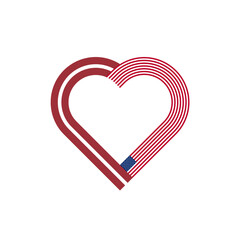 unity concept. heart ribbon icon of latvia and united states flags. PNG