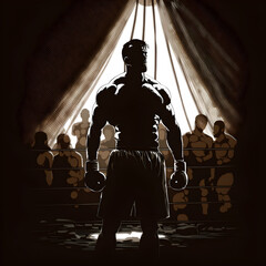 Boxer Art. Sportsman. Outlines. AI Generative