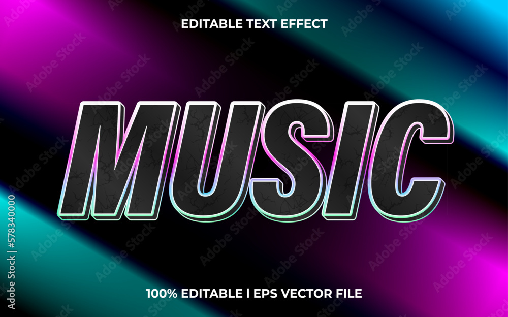 Poster music 3d text effect and editable text, template 3d style use for game tittle