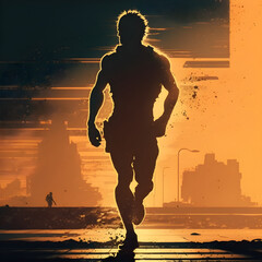 Runner. Outlines. Shadow. Sport. Running Man. Generative AI