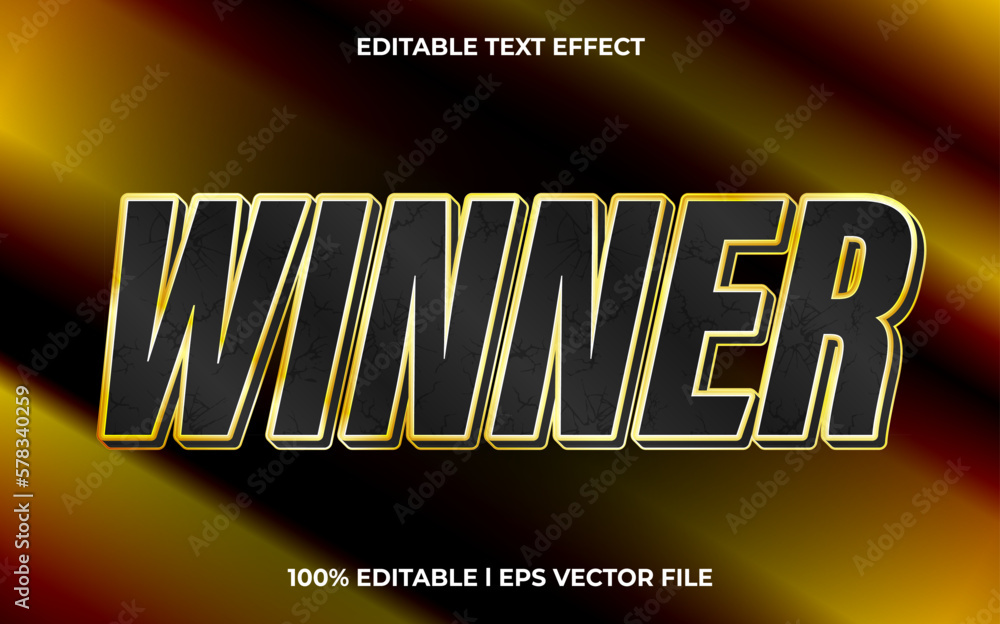 Poster winner 3d text effect and editable text, template 3d style use for game tittle