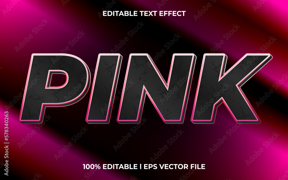 Poster pink 3d text effect and editable text, neon template 3d style use for game tittle